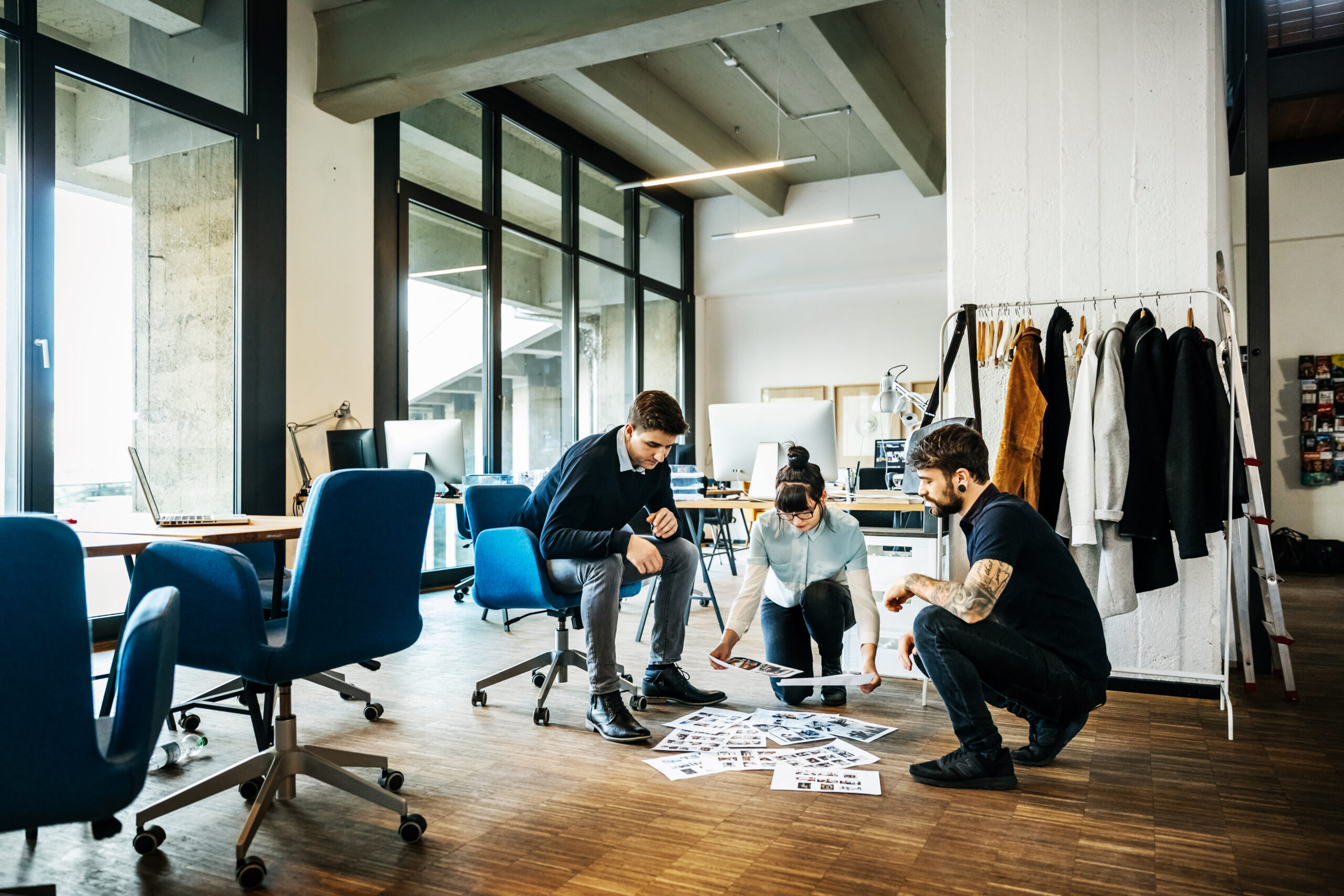 Creative new business people brainstorming in modern office loft